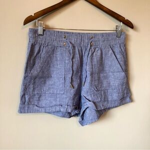 ✨$7 CLEAR-OUT✨ Guess Linen High Rise Tie Waist Relaxed Denim Short Shorts Blue